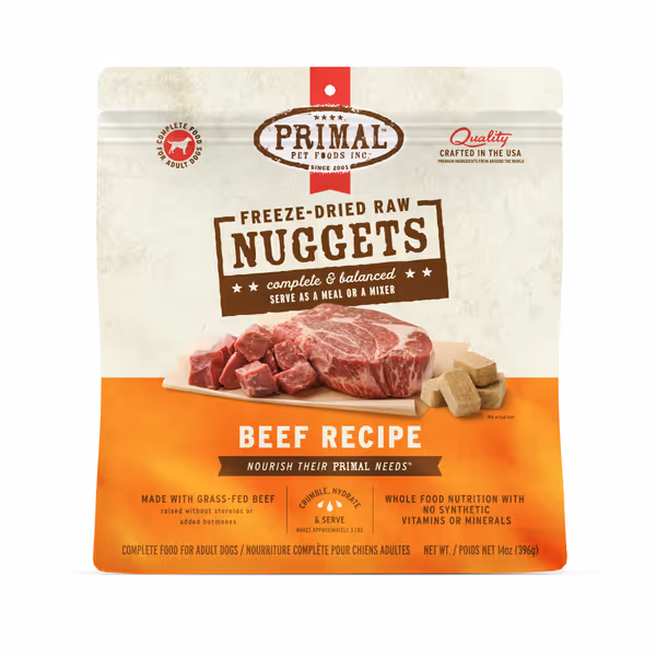 Primal Freeze Dried Raw Dog Food Nuggets, Beef
